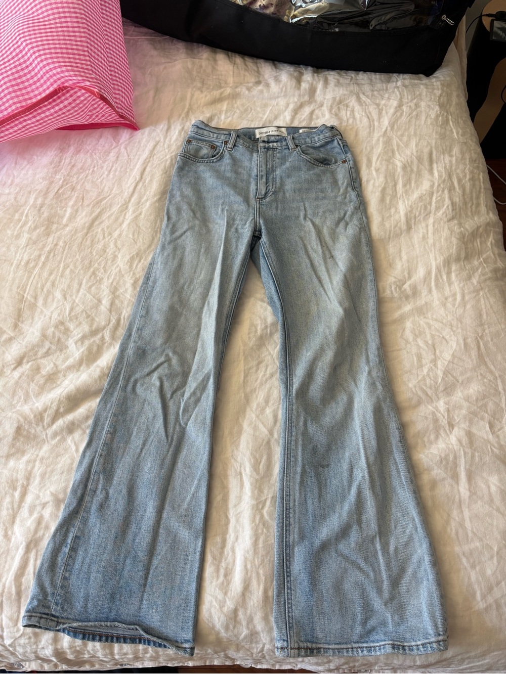 Denim Forum Light Blue High-Rise Flare Jeans